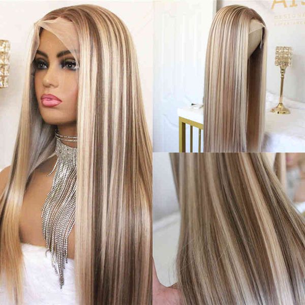 hair synthetic wigs cosplay blonde lace front wig ombre synthetic hair middle part highlight long straight 22 inch 220225, Black
hair synthetic wigs cosplay blonde lace front wig ombre synthetic hair middle part highlight long straight 22 inch 220225, Black