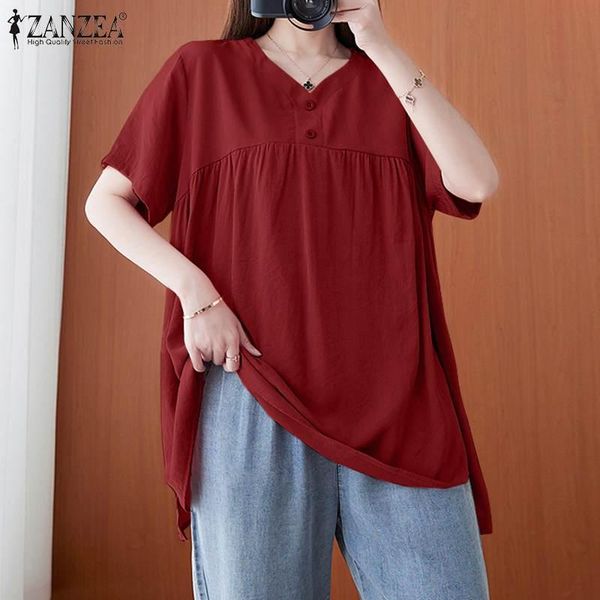 women's blouses & shirts solid loose blusas tunic vintage women casual cotton shirt zanzea summer short sleeve blouse female retro but, White
women's blouses & shirts solid loose blusas tunic vintage women casual cotton shirt zanzea summer short sleeve blouse female retro but, White