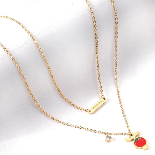 pendant necklaces red tomatoes with letter tablet t alphabet elegant ladies double stainless steel two layers chains sweet girls, Silver
pendant necklaces red tomatoes with letter tablet t alphabet elegant ladies double stainless steel two layers chains sweet girls, Silver