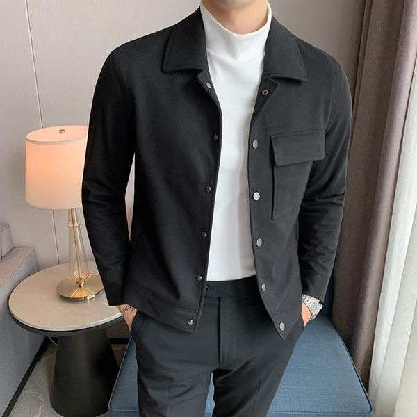 men's wool & blends men 2021 autumn winter solid color woolen jackets male slim short casual overcoat long sleeve coats o668, Black
men's wool & blends men 2021 autumn winter solid color woolen jackets male slim short casual overcoat long sleeve coats o668, Black