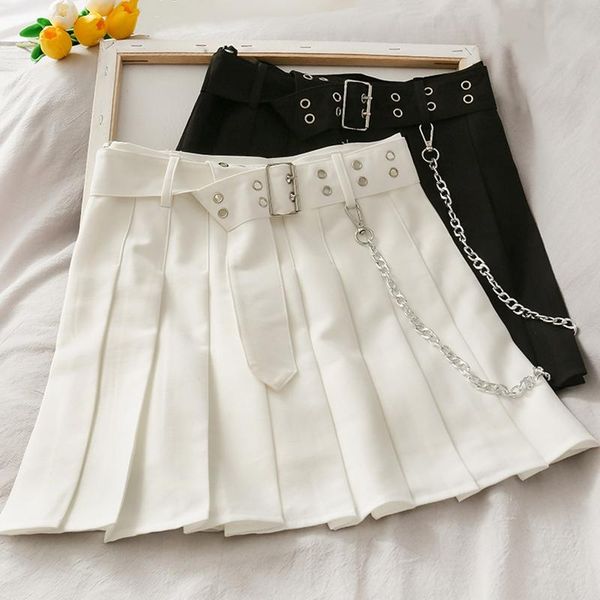 skirts harajuku punk women mini skirt fashion pleated a-line high waist sweet summer casual female belt chain, Black
skirts harajuku punk women mini skirt fashion pleated a-line high waist sweet summer casual female belt chain, Black