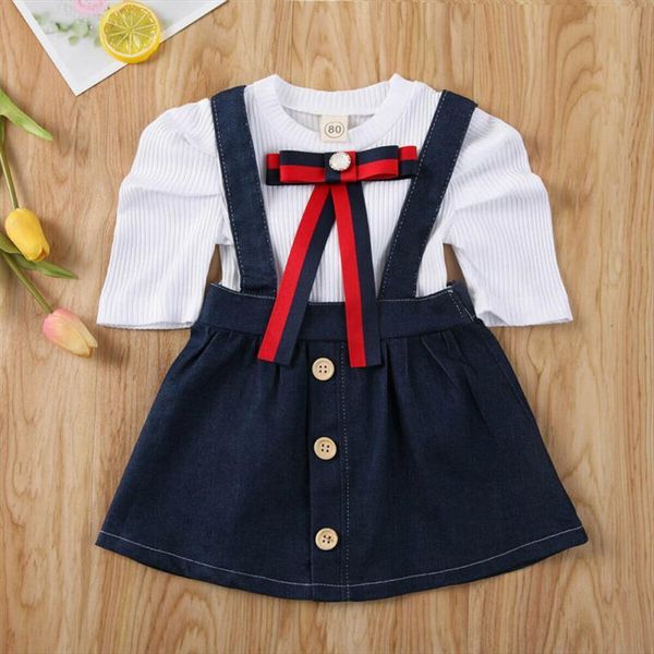 2pcs toddler baby girl t shirt overalls dress skirt casual clothes outfit bowknot puff sleeve shirts denim strap, White
2pcs toddler baby girl t shirt overalls dress skirt casual clothes outfit bowknot puff sleeve shirts denim strap, White