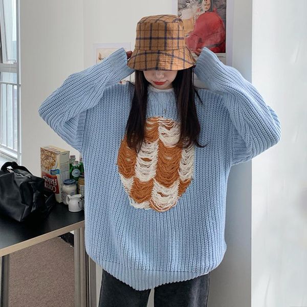 women's sweaters sannian spring and autumn women sweater retro blue long-sleeved clothes 2021 loose knit, White;black
women's sweaters sannian spring and autumn women sweater retro blue long-sleeved clothes 2021 loose knit, White;black