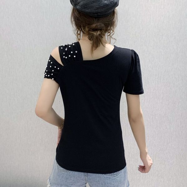2021 new summer korean clothes t-shirt off shoulder beading cotton women ropa mujer short sleeve bottoming shirt tees t06819 xzcg, White
2021 new summer korean clothes t-shirt off shoulder beading cotton women ropa mujer short sleeve bottoming shirt tees t06819 xzcg, White
