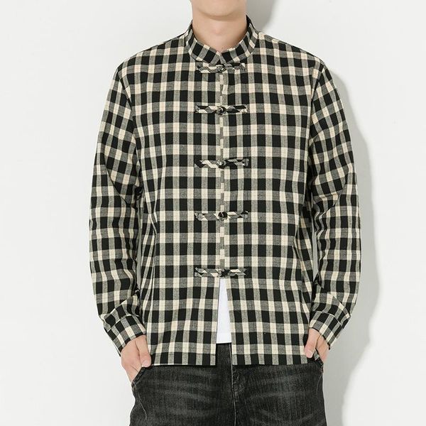 men's casual shirts autumn cotton linen plaid shirt chinese style trend stand-up collar plate button tang suit hanfu, White;black
men's casual shirts autumn cotton linen plaid shirt chinese style trend stand-up collar plate button tang suit hanfu, White;black