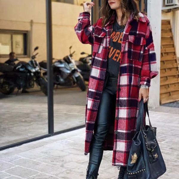 women's wool & blends dylqfs 2021 autumn women red plaid long sleeve coat female vintage streetwear lapel single-breasted casual fashio, Black
women's wool & blends dylqfs 2021 autumn women red plaid long sleeve coat female vintage streetwear lapel single-breasted casual fashio, Black