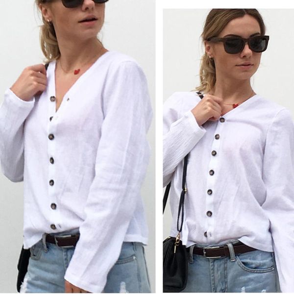 women's blouses & shirts long sleeve feminina solid white casual 2021 fashion v neck clothing female women sun proof blusa cotton summ
women's blouses & shirts long sleeve feminina solid white casual 2021 fashion v neck clothing female women sun proof blusa cotton summ
