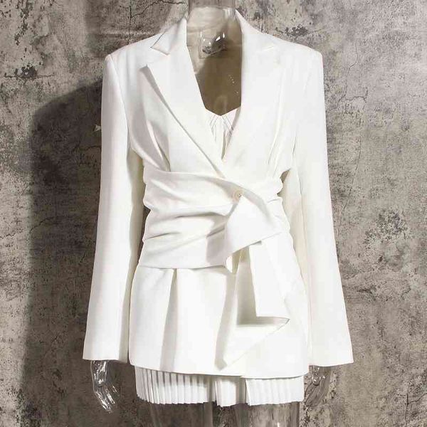 women's suits & blazers women white detachable cummerbund high waist tunic coat street 38qo, White;black
women's suits & blazers women white detachable cummerbund high waist tunic coat street 38qo, White;black