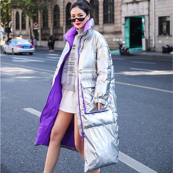winter silver glossy women turtleneck long down parkas female thick warm plus size loose cotton padded jacket coat kkbz, Black
winter silver glossy women turtleneck long down parkas female thick warm plus size loose cotton padded jacket coat kkbz, Black