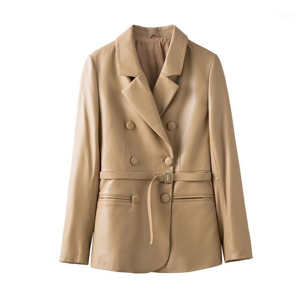 women's leather & faux 2021 genuine jacket women double breasted blazer sheepskin coat spring autumn korean chaqueta mujer kj35291, Black
women's leather & faux 2021 genuine jacket women double breasted blazer sheepskin coat spring autumn korean chaqueta mujer kj35291, Black
