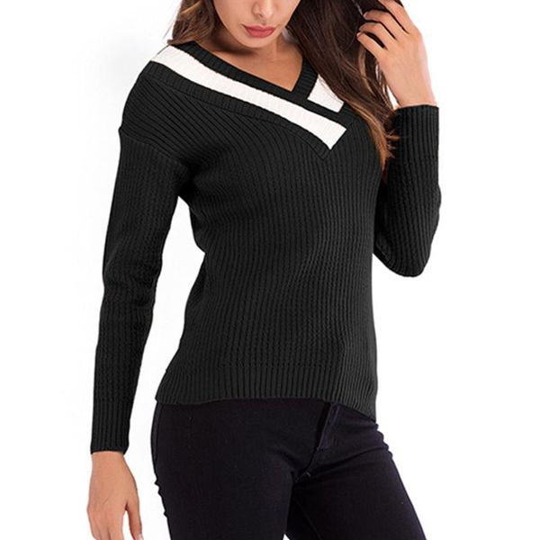 women's sweaters casual fashion for women v neck slim patchwork winter warm knitted jumper pullover long sleeve female top, White;black
women's sweaters casual fashion for women v neck slim patchwork winter warm knitted jumper pullover long sleeve female top, White;black