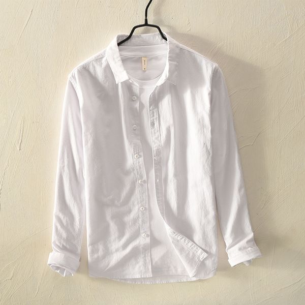2021 new simple solid men's cotton retro long-sleeved white shirt men brand fashion soft shirts male chemise overhemd 7771, White;black
2021 new simple solid men's cotton retro long-sleeved white shirt men brand fashion soft shirts male chemise overhemd 7771, White;black