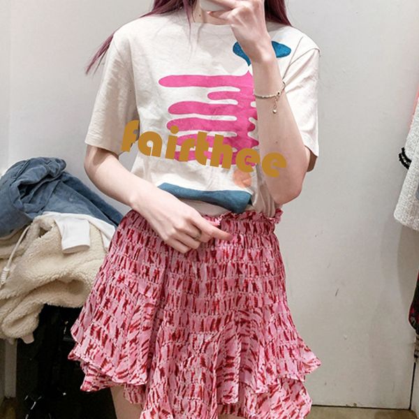 2021 summer chic new geometric letter graffiti printing short-sleeved t-shirt contrast color slub cotton loose women qge1, White
2021 summer chic new geometric letter graffiti printing short-sleeved t-shirt contrast color slub cotton loose women qge1, White