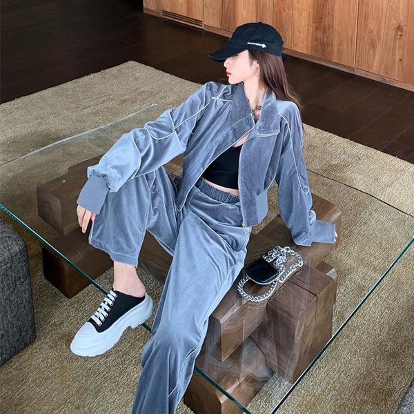 sports lounge wear womens 2021 autumn fashion thin gold velvet two piece set tracksuit ensemble femme women clothing eb50tz, White
sports lounge wear womens 2021 autumn fashion thin gold velvet two piece set tracksuit ensemble femme women clothing eb50tz, White