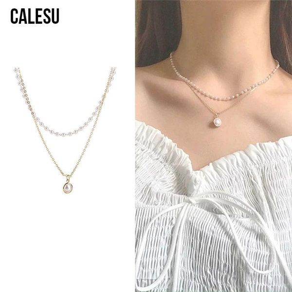 pendant necklaces calesu fashion pearl choker necklace cute double layer chain simple for women jewelry 968 pr49, Silver
pendant necklaces calesu fashion pearl choker necklace cute double layer chain simple for women jewelry 968 pr49, Silver