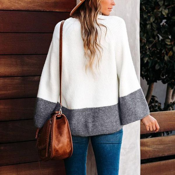 women's sweaters 2021 winter sweater women knitted stitching patchwork pullover female personality fashion warm au4, White;black
women's sweaters 2021 winter sweater women knitted stitching patchwork pullover female personality fashion warm au4, White;black