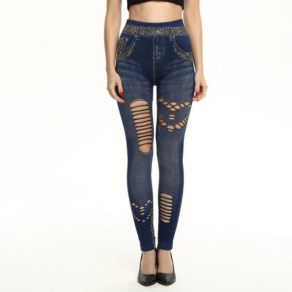 women's leggings fitted immitation denim spring autumn elastic waist skinny lady ripped street fashion leopard pants, Black
women's leggings fitted immitation denim spring autumn elastic waist skinny lady ripped street fashion leopard pants, Black