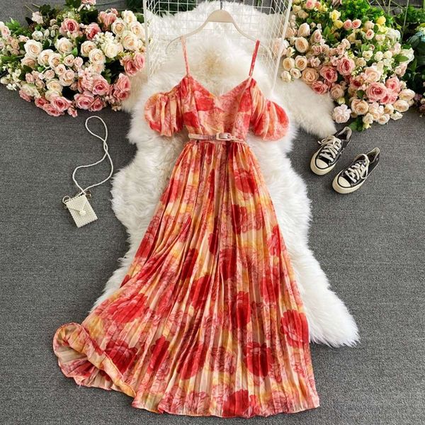 v-neck floral seaside holiday print backless suspender chiffon over knee pleated dress, Black;gray
v-neck floral seaside holiday print backless suspender chiffon over knee pleated dress, Black;gray