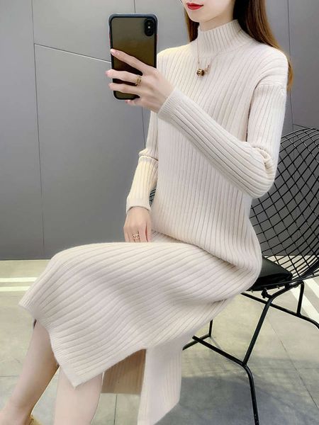 medium length sweater women's loose fitting 2021 new style with overcoat over the knee undershirt split skirt versatile, White;black
medium length sweater women's loose fitting 2021 new style with overcoat over the knee undershirt split skirt versatile, White;black
