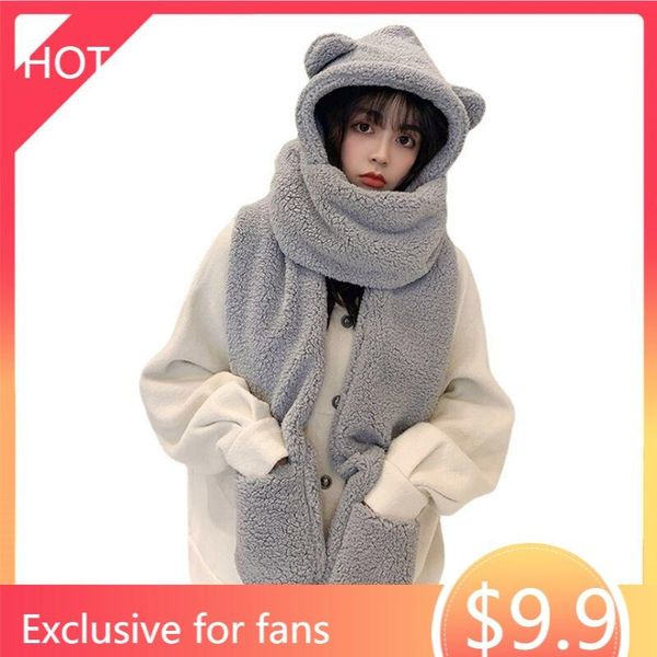 beanie/skull caps 2021 little bear hat scarf one female fashion autumn winter lovely plush ears warm hooded, Blue;gray
beanie/skull caps 2021 little bear hat scarf one female fashion autumn winter lovely plush ears warm hooded, Blue;gray