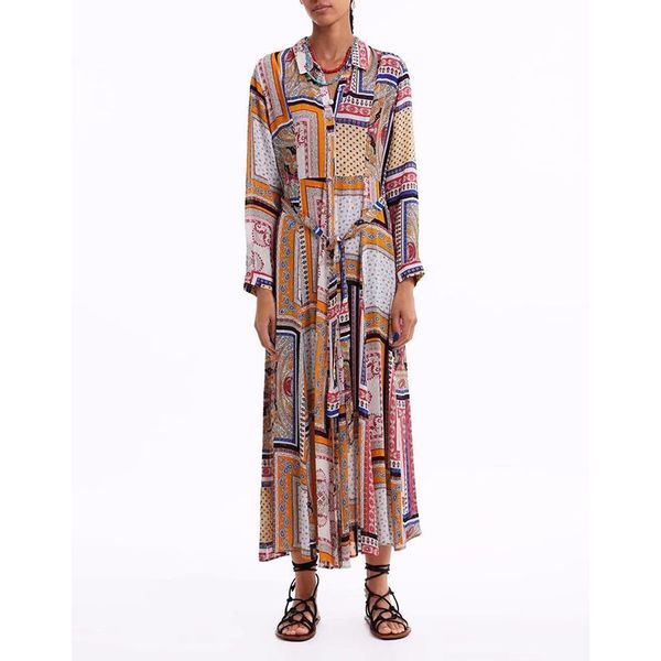 women vintage patchwork print bow sashes long maxi dress female long sleeve vestidos casual shirtdress party dress, Black;gray
women vintage patchwork print bow sashes long maxi dress female long sleeve vestidos casual shirtdress party dress, Black;gray