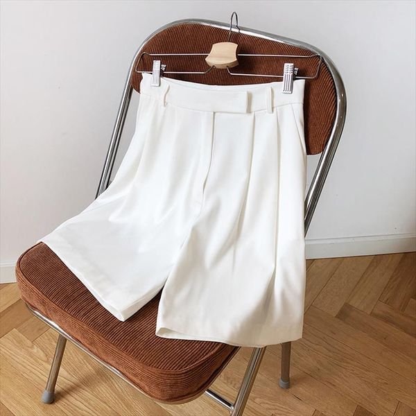 spring summer wide leg womens shorts suit high waist straight white ants slim a line capris, White;black
spring summer wide leg womens shorts suit high waist straight white ants slim a line capris, White;black