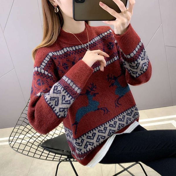 christmas sweater for women to wear loose fall and winter 2021 new thickened fake two-piece knitted base coat, White;black
christmas sweater for women to wear loose fall and winter 2021 new thickened fake two-piece knitted base coat, White;black