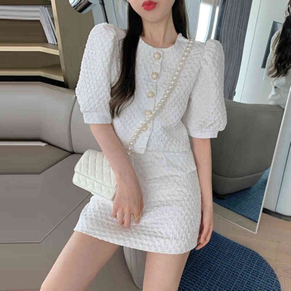 two piece dress women's summer jacquard skirt suit puff sleeve single breasted high waist 2 set runway office girl s sets xo4r, White
two piece dress women's summer jacquard skirt suit puff sleeve single breasted high waist 2 set runway office girl s sets xo4r, White