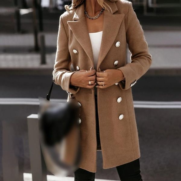 women's wool & blends autumn winter women jackets lapel coats simple slim warm pocket button double breasted long sleeve v-neck suit sw, Black
women's wool & blends autumn winter women jackets lapel coats simple slim warm pocket button double breasted long sleeve v-neck suit sw, Black