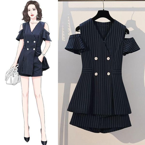 women's tracksuits two piece set 2021 korean summer striped women casual double breasted blazer coat shorts elegant work suits, Gray
women's tracksuits two piece set 2021 korean summer striped women casual double breasted blazer coat shorts elegant work suits, Gray