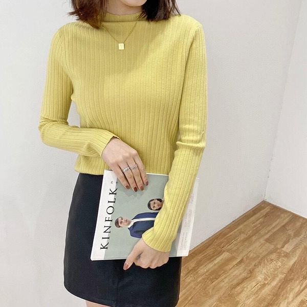 women's sweaters winter women stretchy skinny sweater half high collar ultra soft solid stripe fitting knitted pullovers yellow, White;black
women's sweaters winter women stretchy skinny sweater half high collar ultra soft solid stripe fitting knitted pullovers yellow, White;black