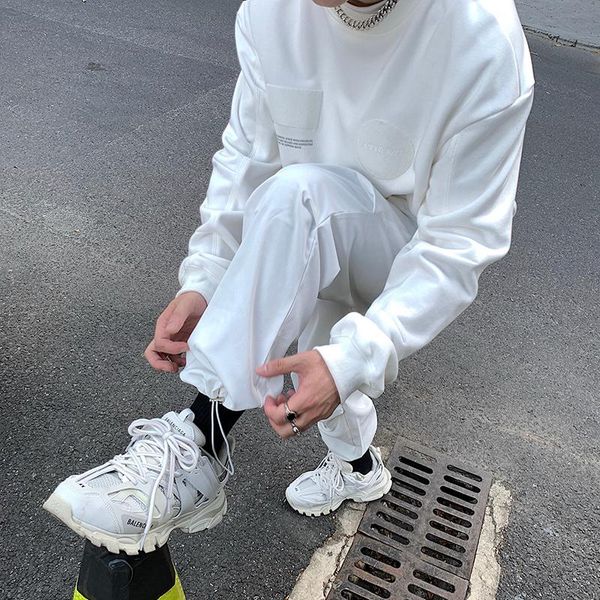 men's pants ins white casual loose elastic beam feet high street american hong kong fan energy sports, Black
men's pants ins white casual loose elastic beam feet high street american hong kong fan energy sports, Black