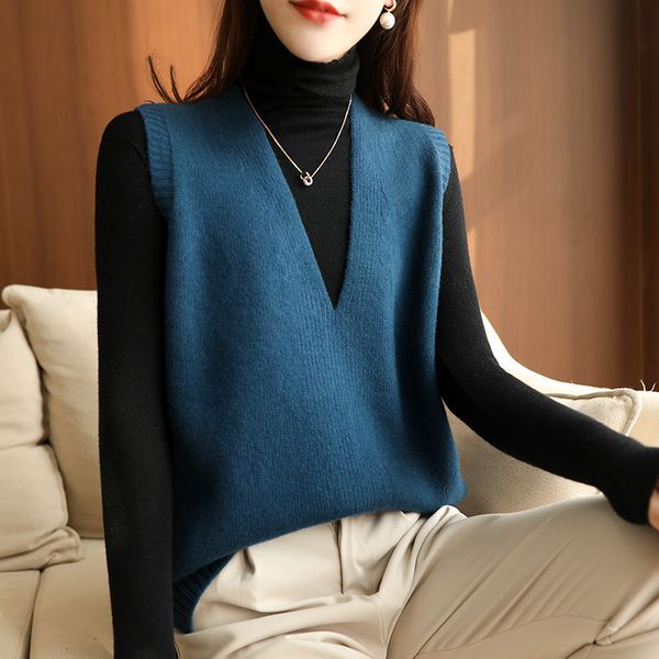 wool vt in autumn winter women's thickened v-neck loose and versatile wear korean sleevels waistcoat, Black;white
wool vt in autumn winter women's thickened v-neck loose and versatile wear korean sleevels waistcoat, Black;white