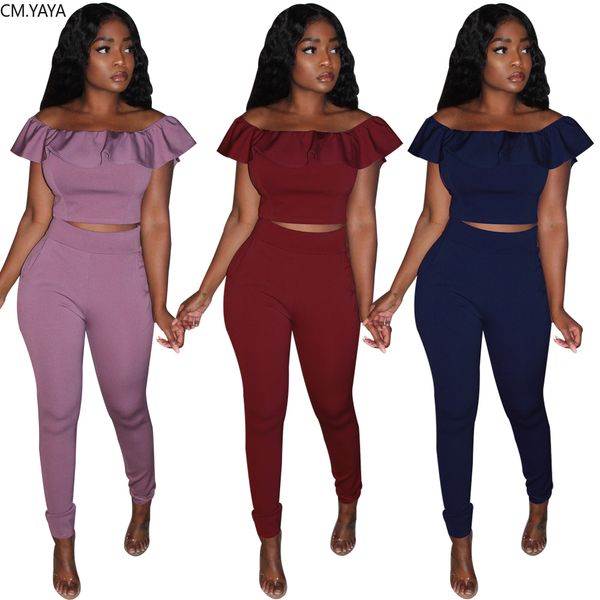 women sets summer tracksuits fitness slash neck ruffles + pants suit two piece set night outfits 2 pcs street gl7085 210302, White
women sets summer tracksuits fitness slash neck ruffles + pants suit two piece set night outfits 2 pcs street gl7085 210302, White