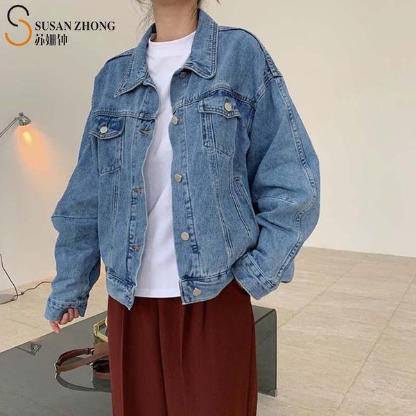 women jackets denim female coat cozy athleisure fall spring cotton oversize turn-down collar batwing sleeve buttons pocket retro, Black;brown
women jackets denim female coat cozy athleisure fall spring cotton oversize turn-down collar batwing sleeve buttons pocket retro, Black;brown