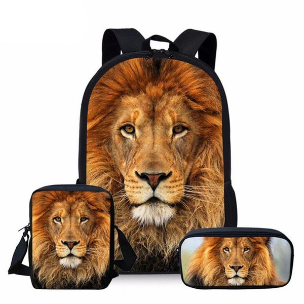 school bags 3pcs/set kids backpack lion 3d print book bag shoulder schoolbag children for teenage girls boys mochilas escolares
school bags 3pcs/set kids backpack lion 3d print book bag shoulder schoolbag children for teenage girls boys mochilas escolares