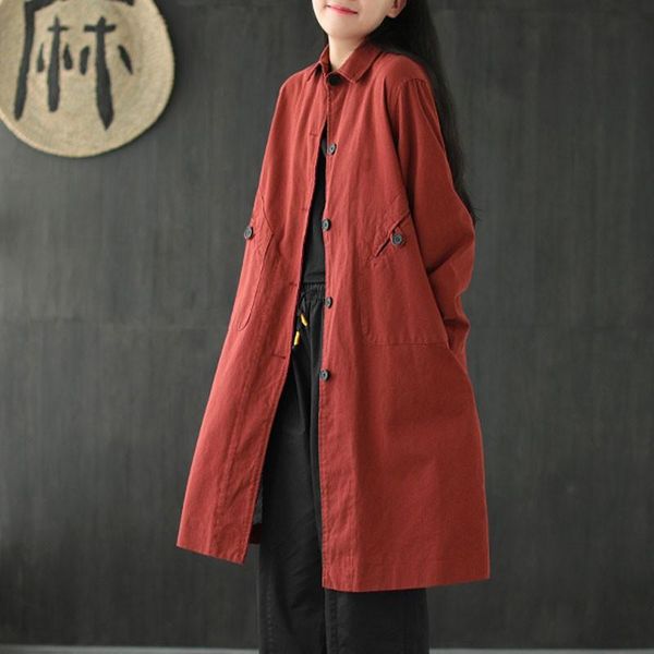 women's trench coats johnature autumn casual cotton long coat 2021 retro turn-down collar single breasted sleeve all-match women windbr, Tan;black
women's trench coats johnature autumn casual cotton long coat 2021 retro turn-down collar single breasted sleeve all-match women windbr, Tan;black