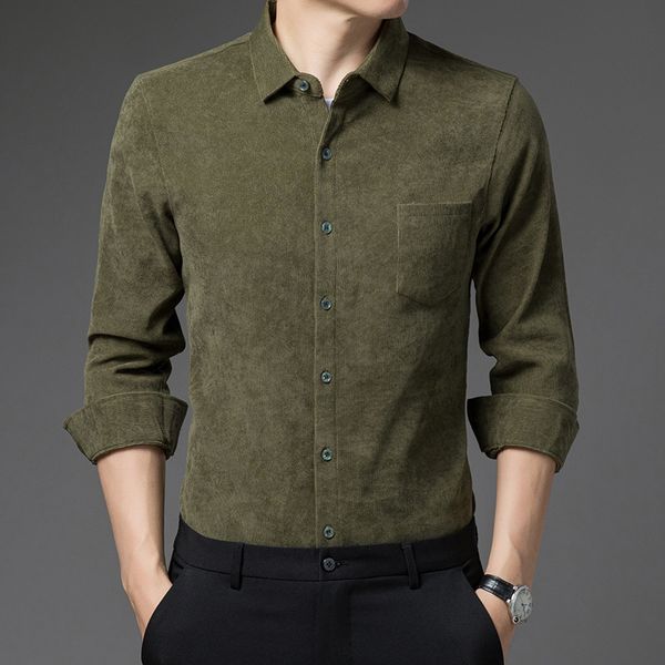 2021 spring autumn corduroy men's lapel long sleeve shirt middle-aged and youth busins casual inch fashion, Black
2021 spring autumn corduroy men's lapel long sleeve shirt middle-aged and youth busins casual inch fashion, Black