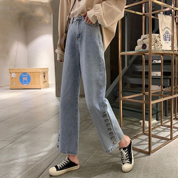 women summer buttons high waist wide leg denim pants mom jeans vintage loose straight trousers harajuku all-match wild school, Blue
women summer buttons high waist wide leg denim pants mom jeans vintage loose straight trousers harajuku all-match wild school, Blue