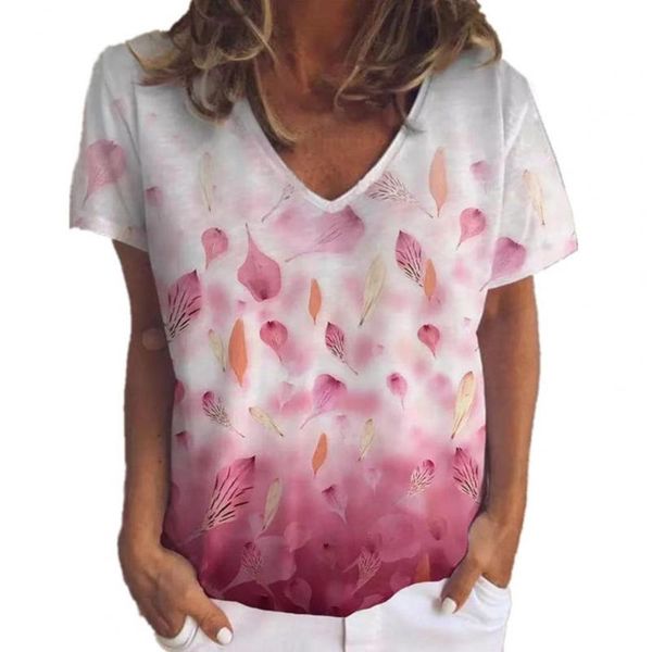 women's t-shirt women leaf flower print short sleeve v-neck thin loose pullover tee for summer, White
women's t-shirt women leaf flower print short sleeve v-neck thin loose pullover tee for summer, White