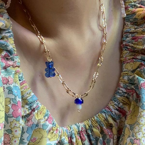 chains 2021 korean cute cartoon bear mushroom chain necklace for women colorful animal pendant choker charming summer jewelry, Silver
chains 2021 korean cute cartoon bear mushroom chain necklace for women colorful animal pendant choker charming summer jewelry, Silver