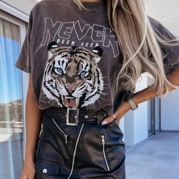 women's t-shirt 2021 summer fashion women short sleeve round neck loose t shirt tiger letter print casual bottoming camiseta mujer, White
women's t-shirt 2021 summer fashion women short sleeve round neck loose t shirt tiger letter print casual bottoming camiseta mujer, White