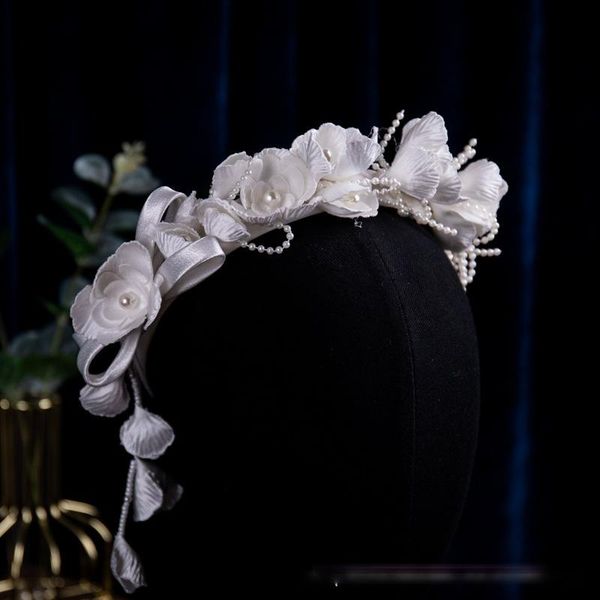 headpieces korean style satin embossed flower headband tassel bridal headdress wedding hair accessories for bride, Silver
headpieces korean style satin embossed flower headband tassel bridal headdress wedding hair accessories for bride, Silver