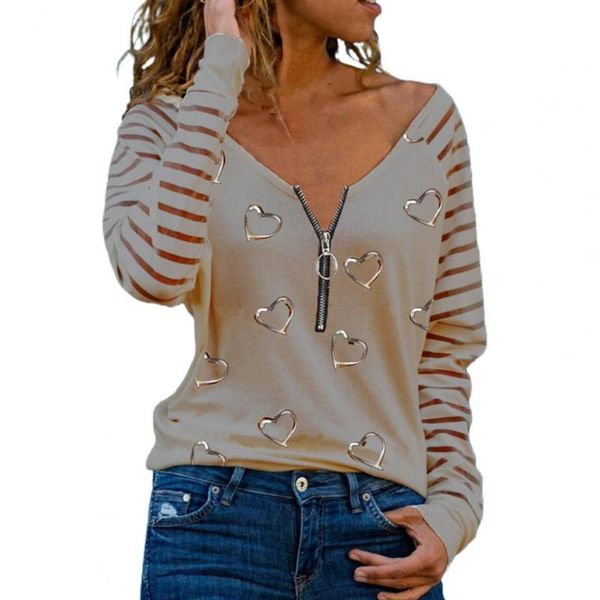 women's t-shirt shirts tees long sleeve love heart print fashion zipper for spring casual female clothes plus size, White
women's t-shirt shirts tees long sleeve love heart print fashion zipper for spring casual female clothes plus size, White