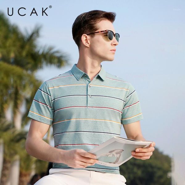 men's t-shirts ucak brand striped cotton homme 2021 summer short sleeve men tshirt clothes streetwear turn-dwon collar t shirt u52351, White;black
men's t-shirts ucak brand striped cotton homme 2021 summer short sleeve men tshirt clothes streetwear turn-dwon collar t shirt u52351, White;black