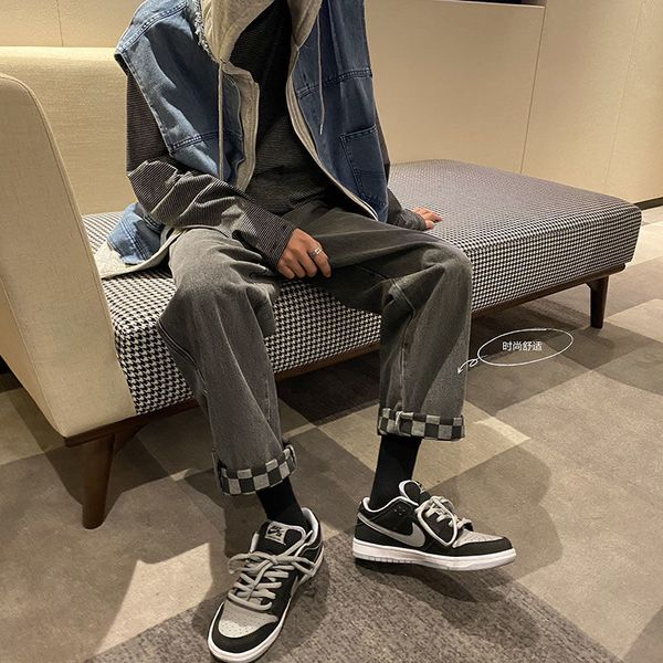 new 2021 men's plaid printing straight baggy homme jeans black/blue color casual pants biker denim loose trousers size s-2xl kj97
new 2021 men's plaid printing straight baggy homme jeans black/blue color casual pants biker denim loose trousers size s-2xl kj97