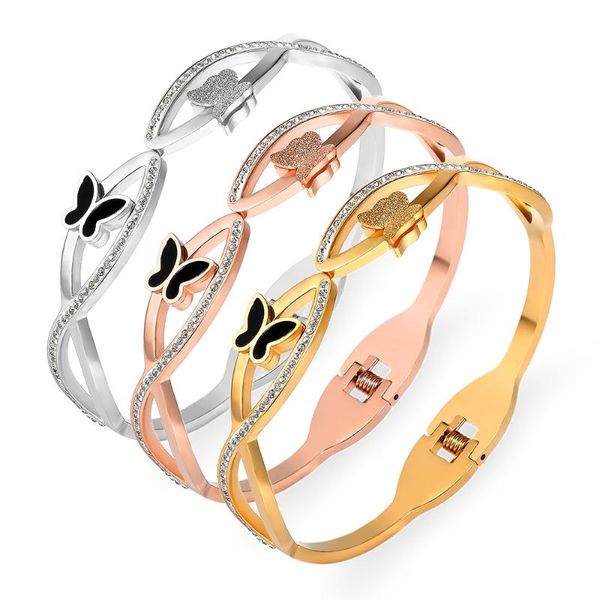 bangle bangles for women stainless steel rose gold bracelet metal white crystal cuff bracelets, Black
bangle bangles for women stainless steel rose gold bracelet metal white crystal cuff bracelets, Black