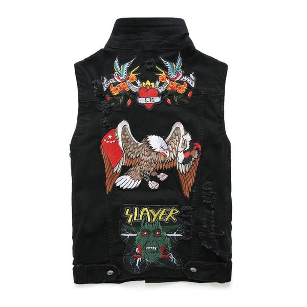 men's vests mens denim fashion summer distressed sleeveless black jaqueta masculina slim fit embroidery flower casual jeans vest, Black;white
men's vests mens denim fashion summer distressed sleeveless black jaqueta masculina slim fit embroidery flower casual jeans vest, Black;white