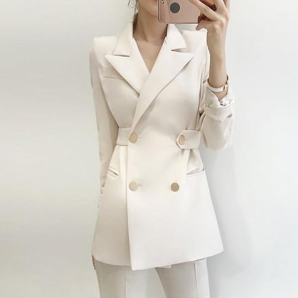 women's suits & blazers 2021 spring autumn double breasted women suit blazer dress korean white jacket office black coat female top, White;black
women's suits & blazers 2021 spring autumn double breasted women suit blazer dress korean white jacket office black coat female top, White;black