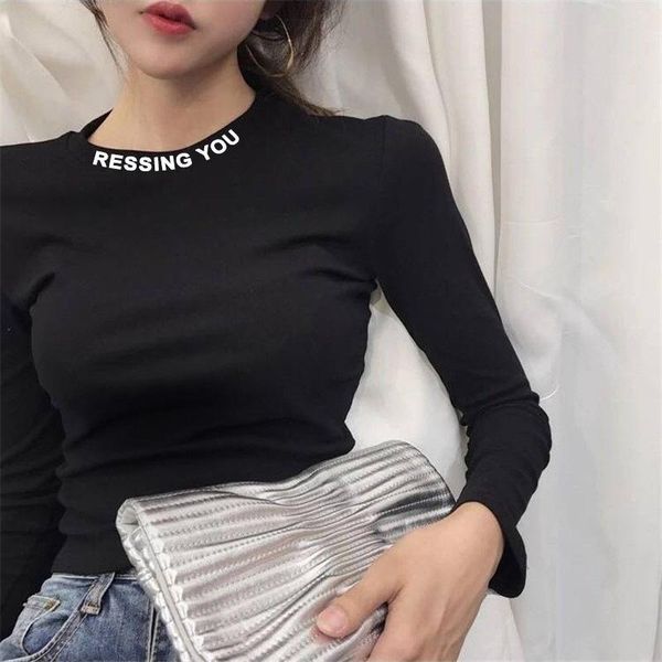 women's t-shirt high-waisted short tight-fitting long-sleeved female cartoon print bottoming shirt, White
women's t-shirt high-waisted short tight-fitting long-sleeved female cartoon print bottoming shirt, White